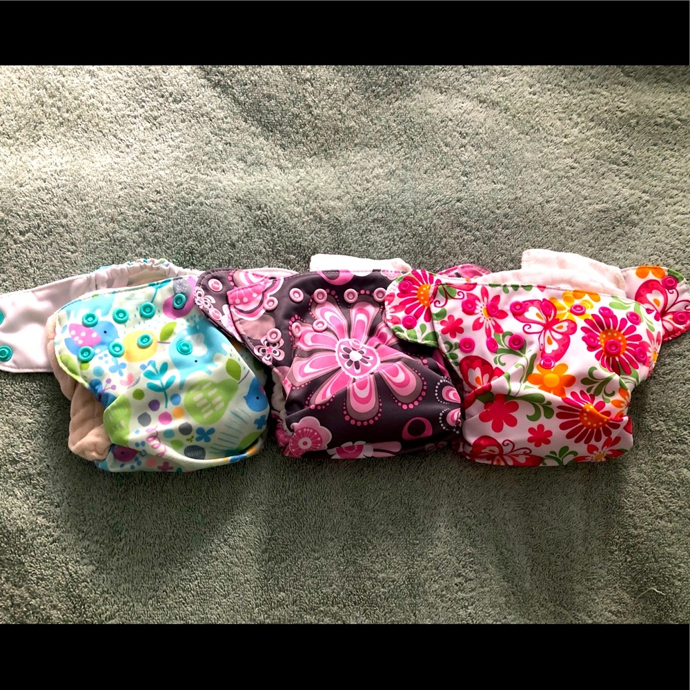 3 Blueberry Newborn Simplex Organic All-in-One cloth diapers